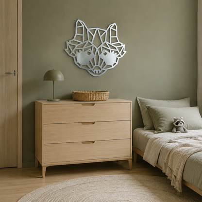 Premium Metal Wall Art - Geometric Raccoon Face