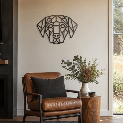 Premium Metal Wall Art - Geometric Labrador Face