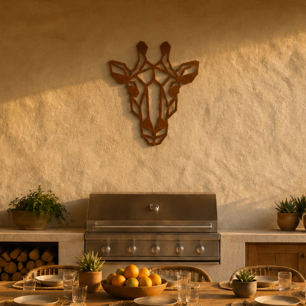 Premium Metal Wall Art - Geometric Giraffe Face