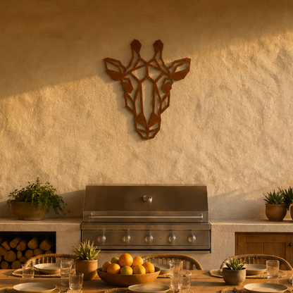 Premium Metal Wall Art - Geometric Giraffe Face