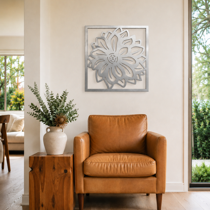 Premium Metal Wall Art - Dahlia Flower