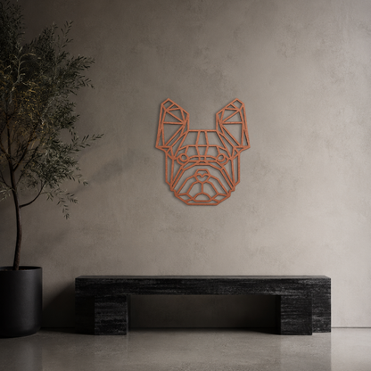 Premium Metal Wall Art - Geometric French Bulldog Face