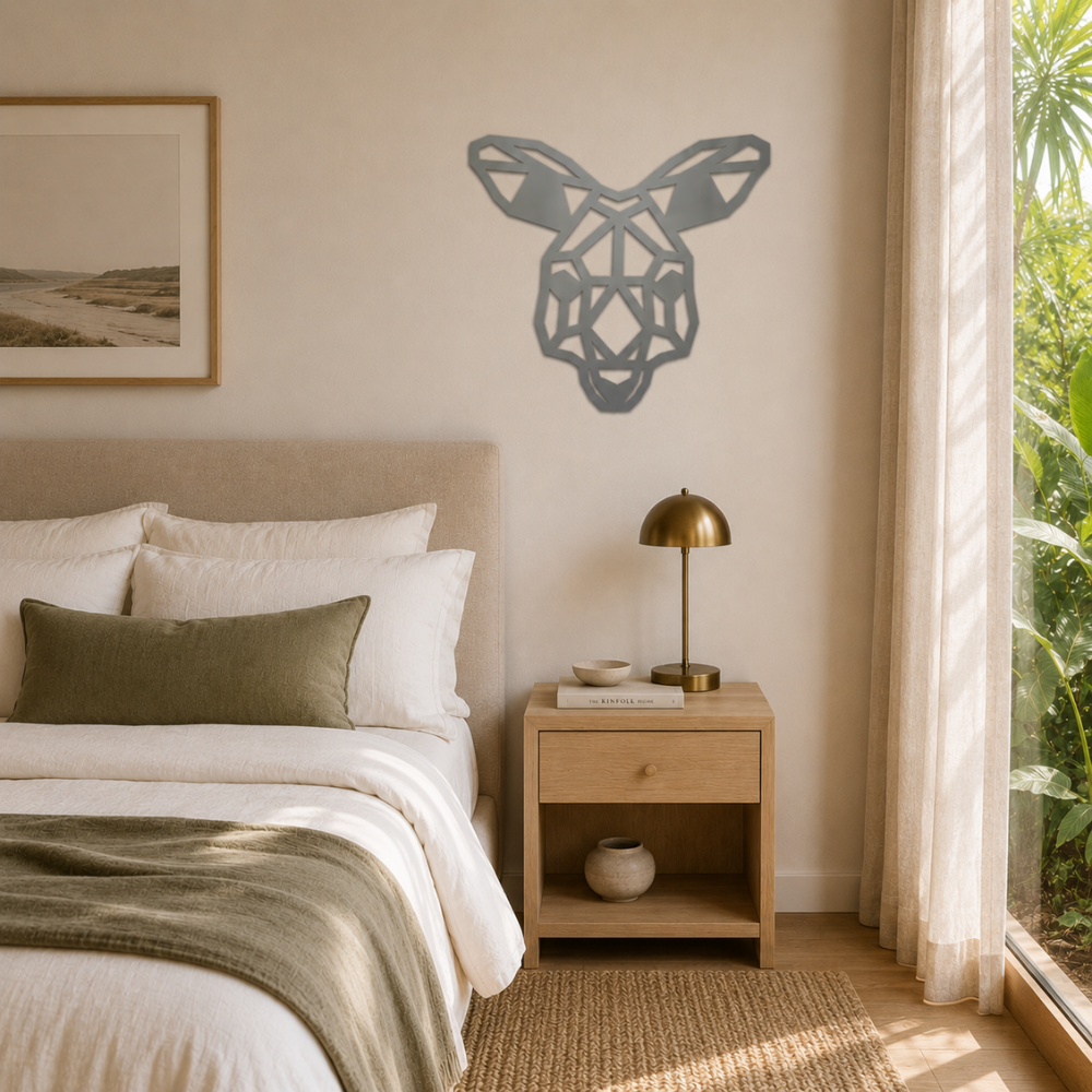 Premium Metal Wall Art - Geometric Kangaroo Head