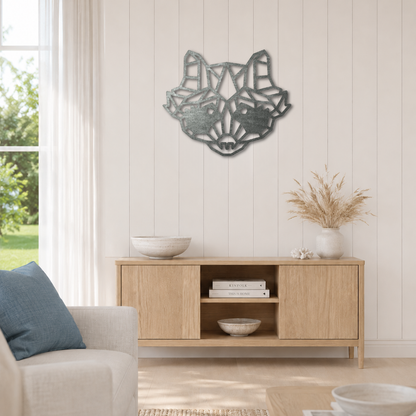 Premium Metal Wall Art - Geometric Raccoon Face