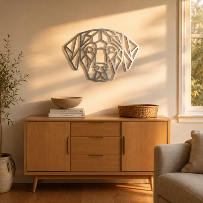 Premium Metal Wall Art - Geometric Labrador Face