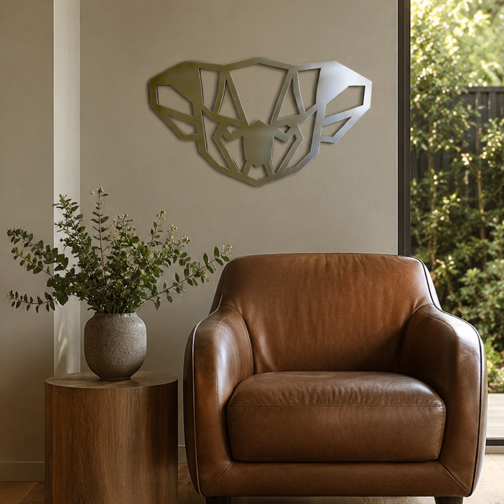 Premium Metal Wall Art - Geometric Koala Face