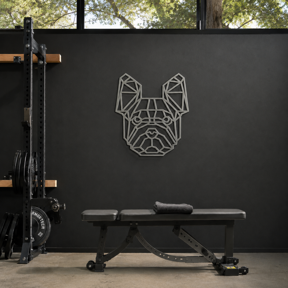 Premium Metal Wall Art - Geometric French Bulldog Face
