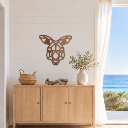Premium Metal Wall Art - Geometric Kangaroo Head