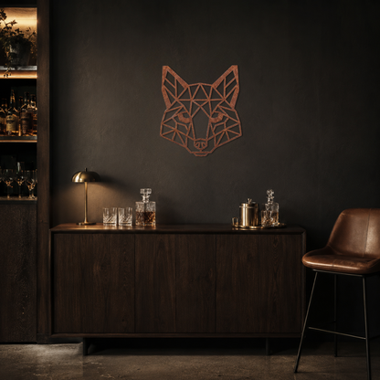 Premium Metal Wall Art - Geometric Fox Face