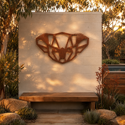 Premium Metal Wall Art - Geometric Koala Face