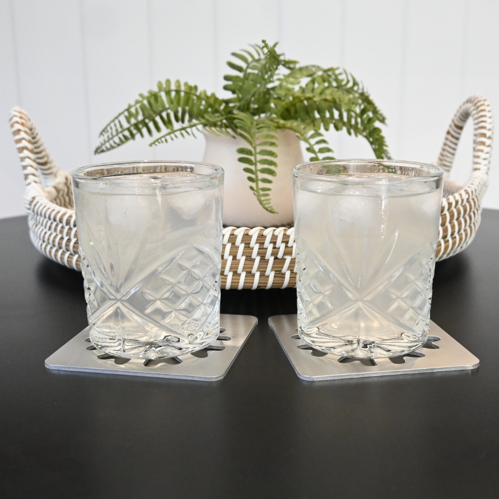 Premium Metal Coasters - Daisy Medallion (8 Pack)