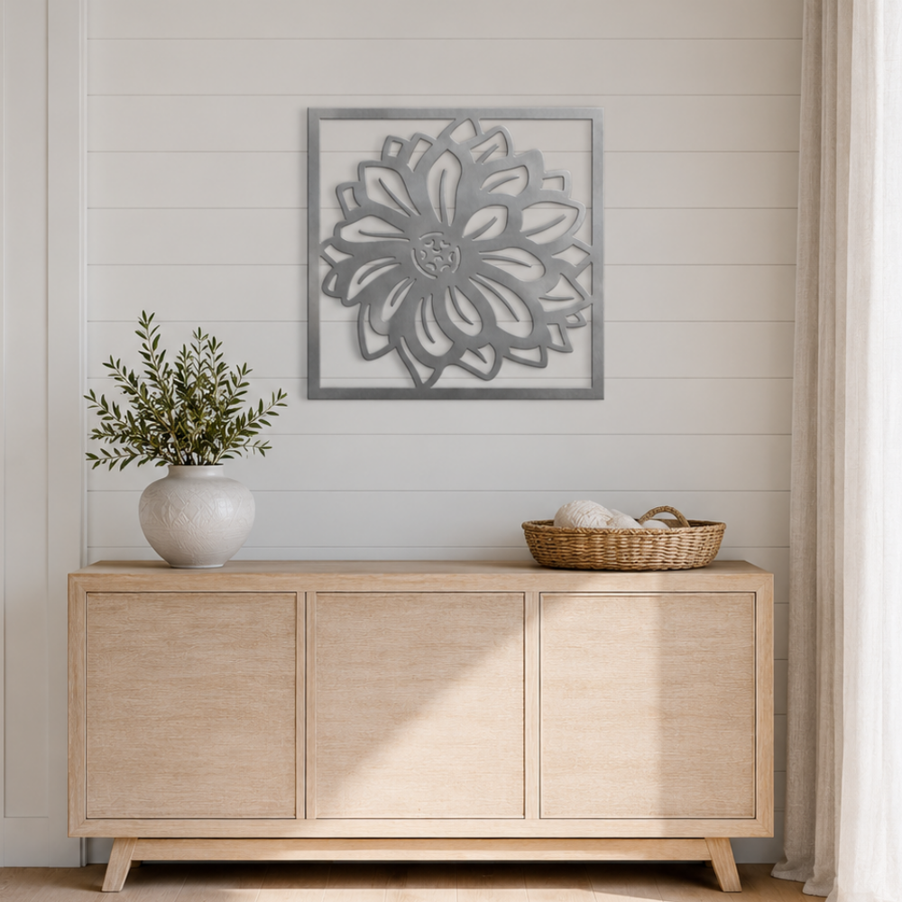 Premium Metal Wall Art - Dahlia Flower