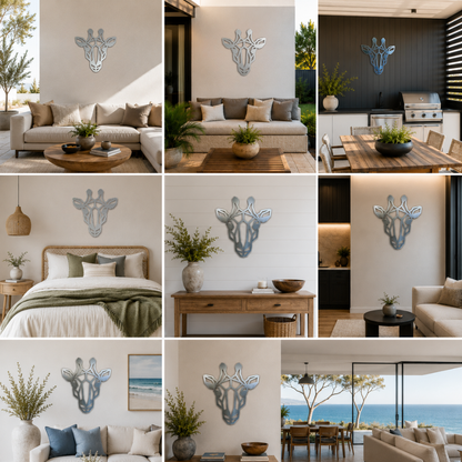 Premium Metal Wall Art - Geometric Giraffe Face