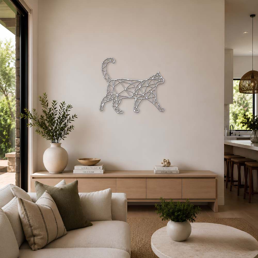 Premium Wall Art - Geometric Cat Walking