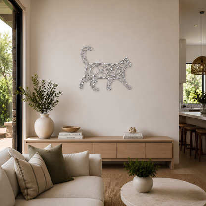 Premium Wall Art - Geometric Cat Walking