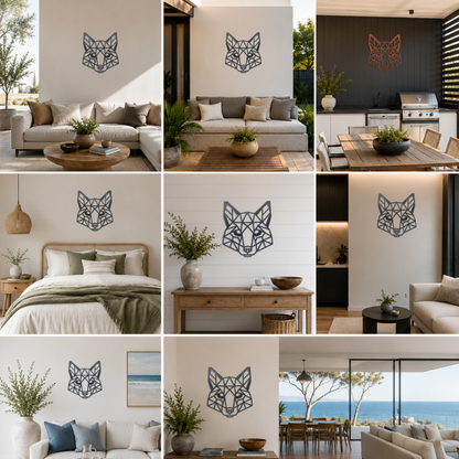 Premium Metal Wall Art - Geometric Fox Face