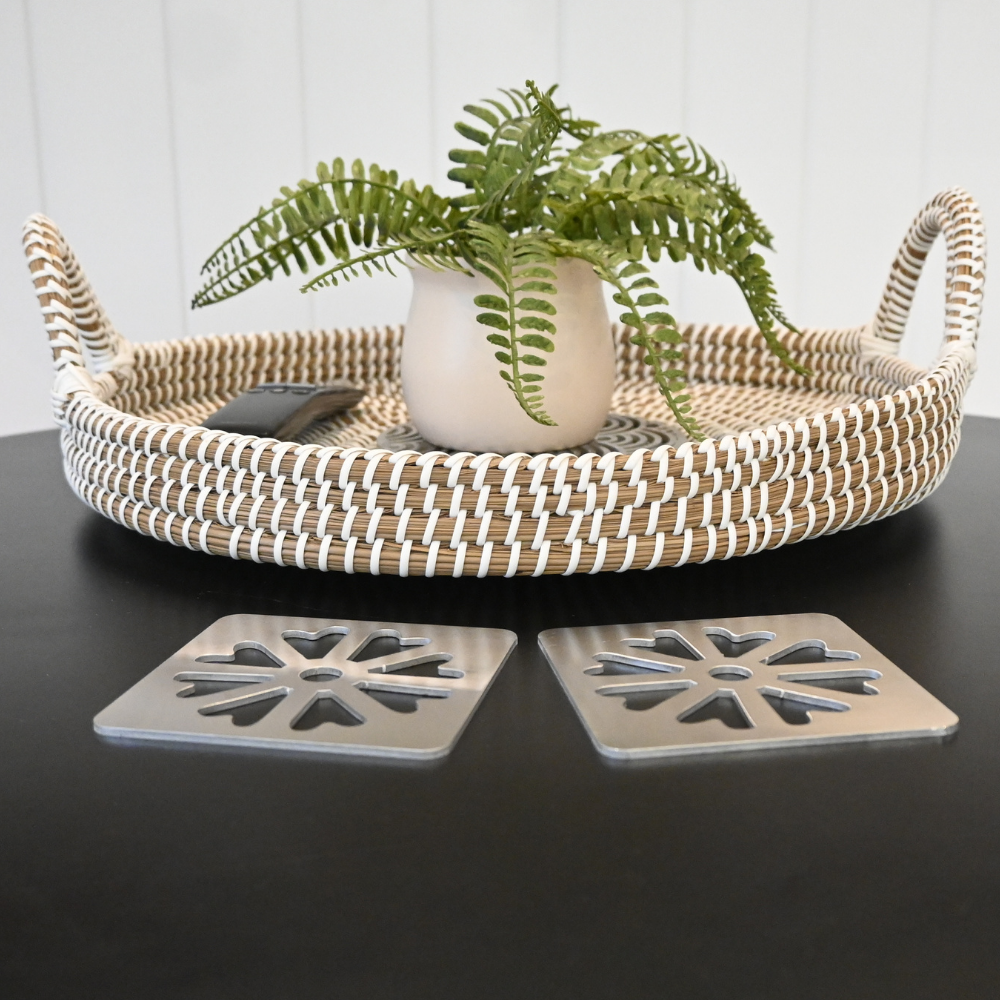 Premium Metal Coasters - Daisy Medallion (8 Pack)
