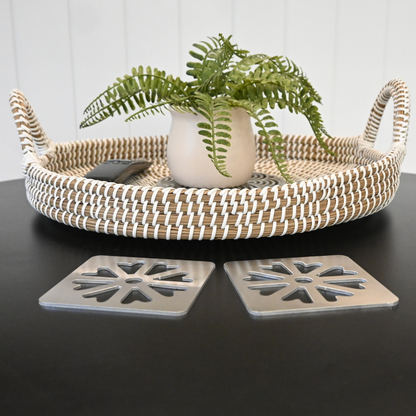 Premium Metal Coasters - Daisy Medallion (8 Pack)