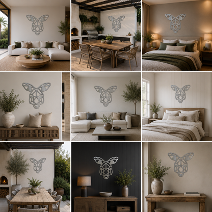 Premium Metal Wall Art - Geometric Kangaroo Head